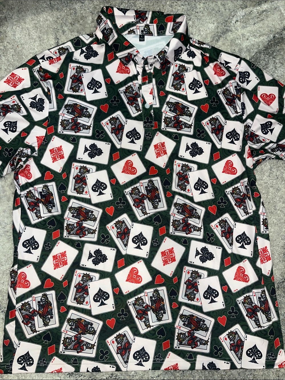 Source Unknown Green Playing Cards Print Polo Shirt